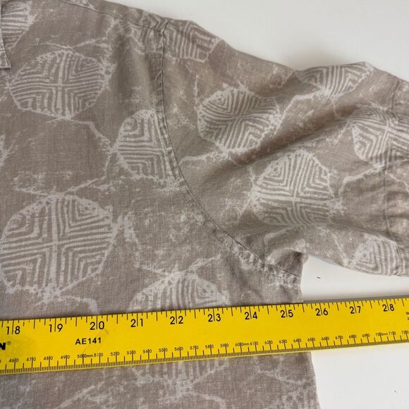 Axist Wave Washed Batik Linen Shirt Tan XL - Picture 6 of 7